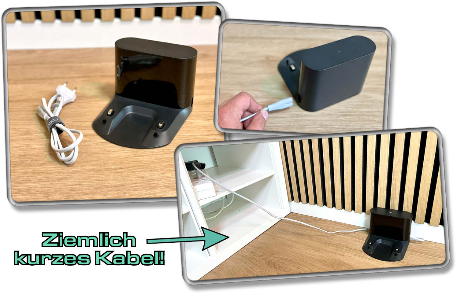 Roborock Q5 Pro - Die Ladestation ist einfach aber effizient. Dafür ist das Kabel etwas zu kurz geraten