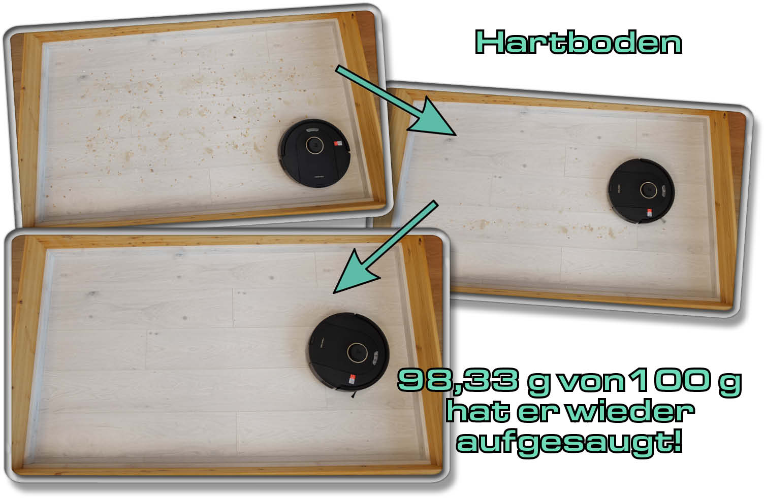 Roborock Q5 Pro - Die gemessene Saugleistung auf Hartboden