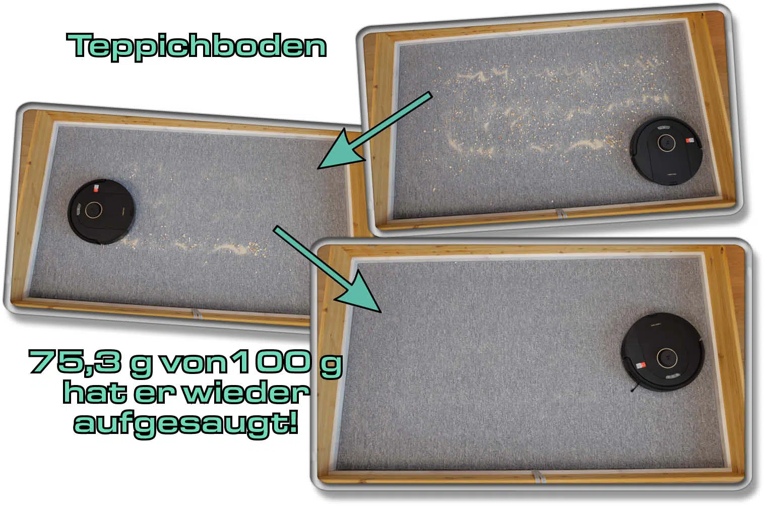 Roborock Q5 Pro - Die gemessene Saugleistung auf Teppichboden