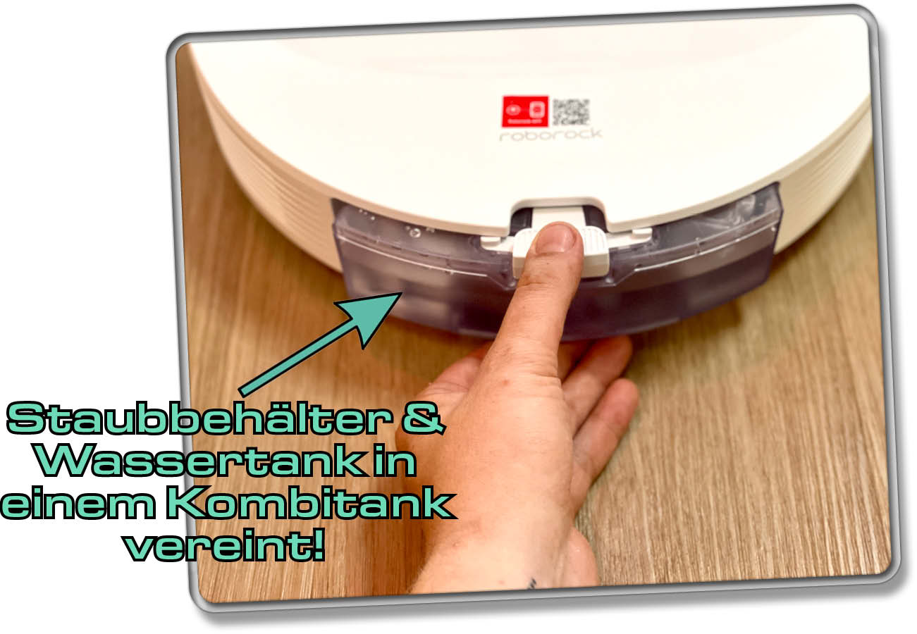 Roborock Q8 Max+ - Allein der Kombitank sitzt auf der Rückseite und kann bequem herausgezogen werden