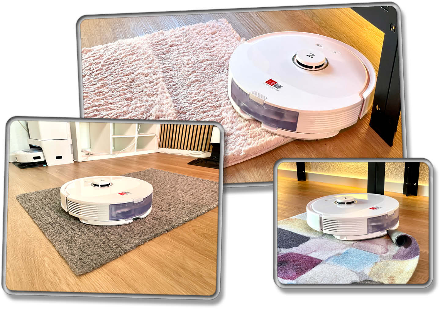 Roborock Q8 Max+ - Das Wischtuch wird ohne wischfreie Zonen über den Teppich gezogen!