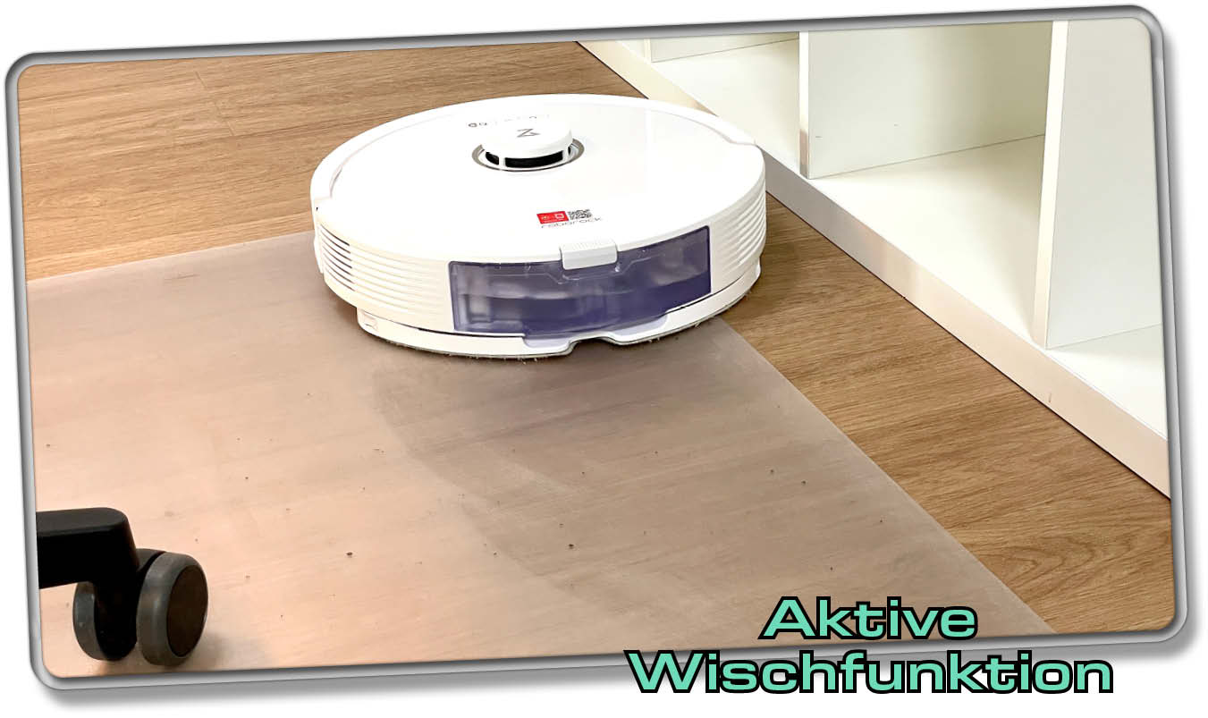 Roborock Q8 Max+ - Der Roboter hat eine aktive Wischfunktion mit an Bord
