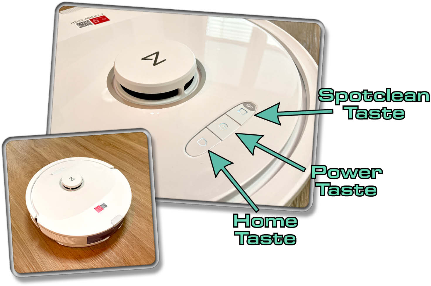 Roborock Q8 Max+ - Über die auf der Oberseite befindlichen Tasten, lässt sich das Gerät manuell bedienen