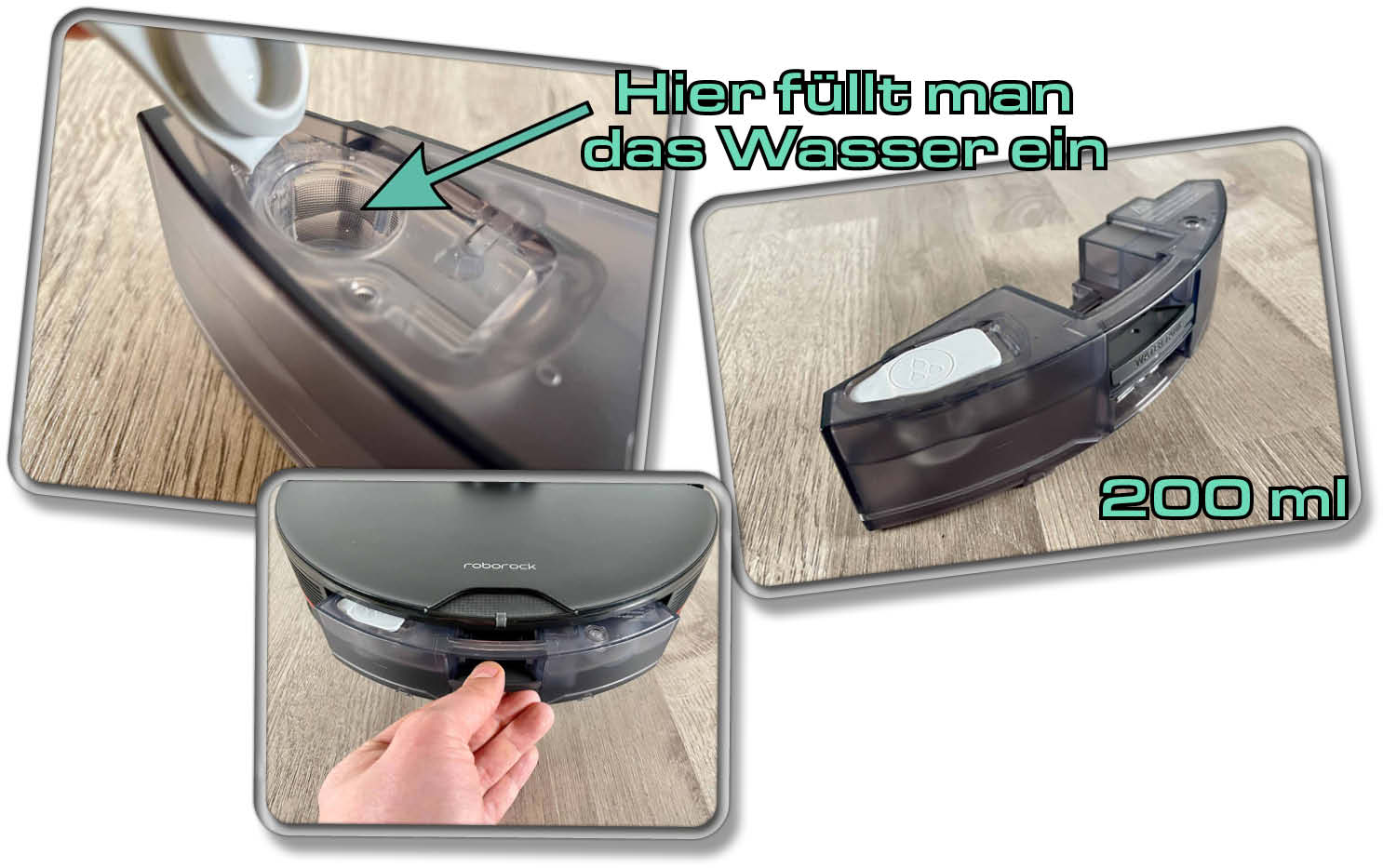 Roborock S7 MaxV - Der Wassertank lässt sich manuell mit Wasser befüllen