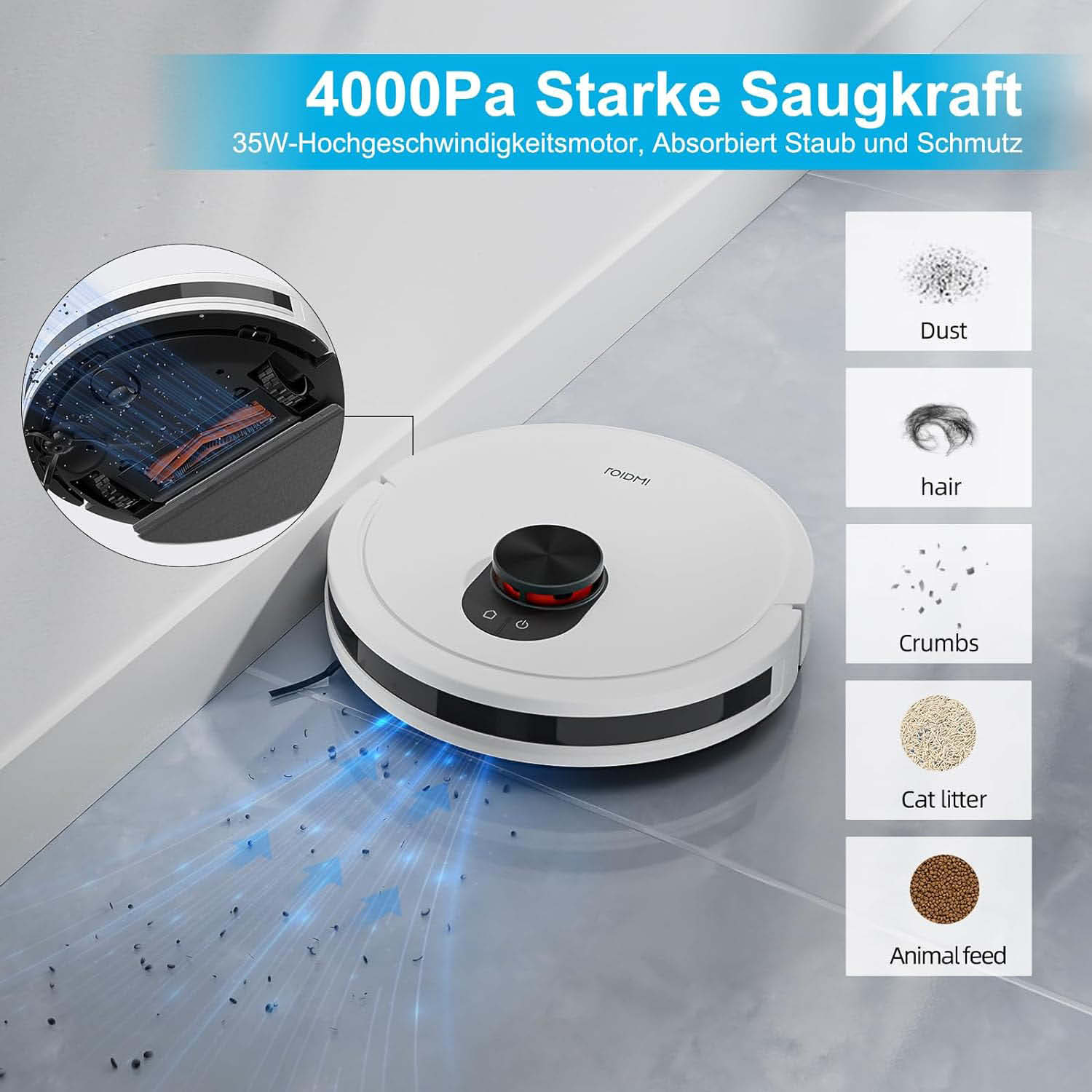 Roidmi EVE CC - 4000 Pascal starke Saugkraft