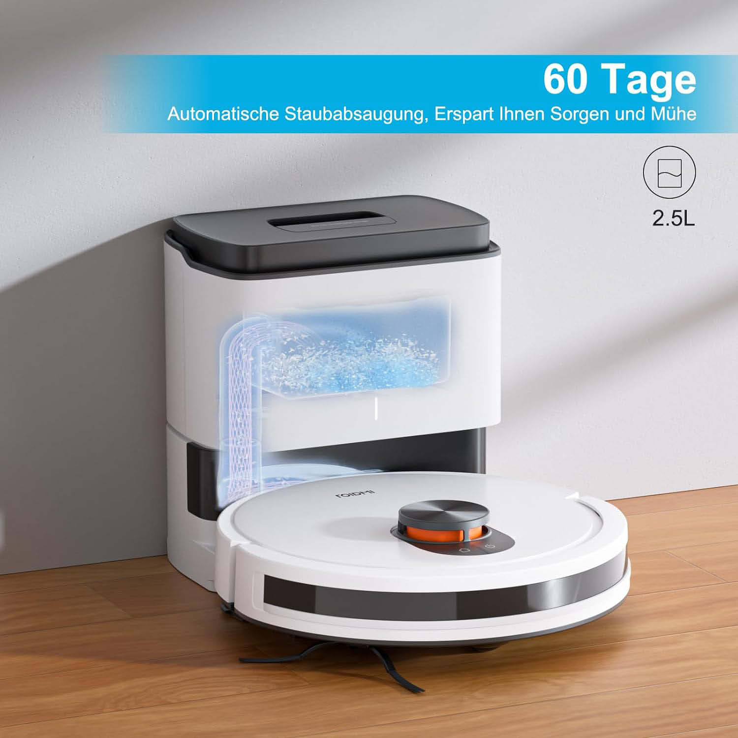 Roidmi EVE CC - Eine im Lieferumfang enthaltene Absaugstation