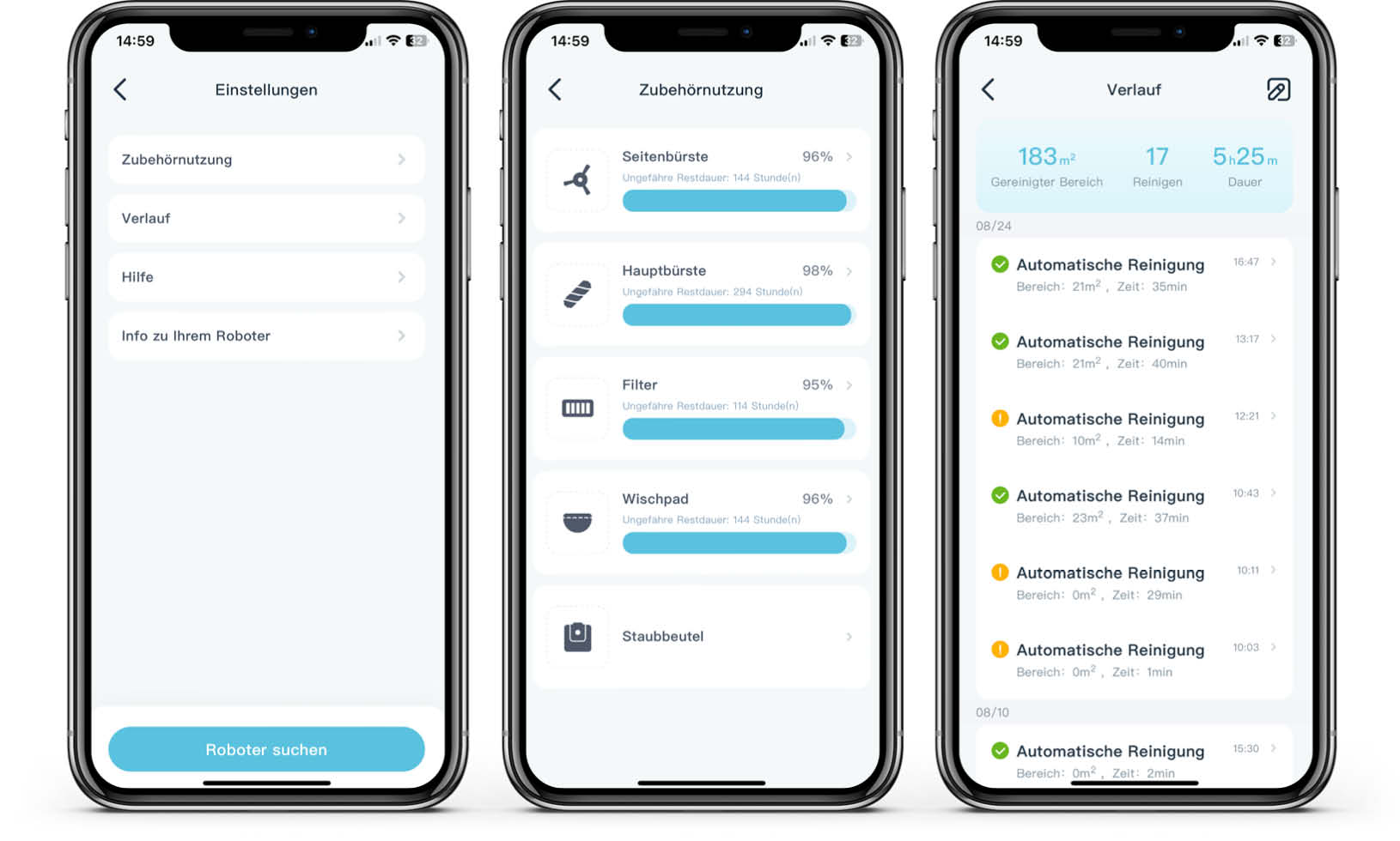 yeedi cube - App - Einstellungen