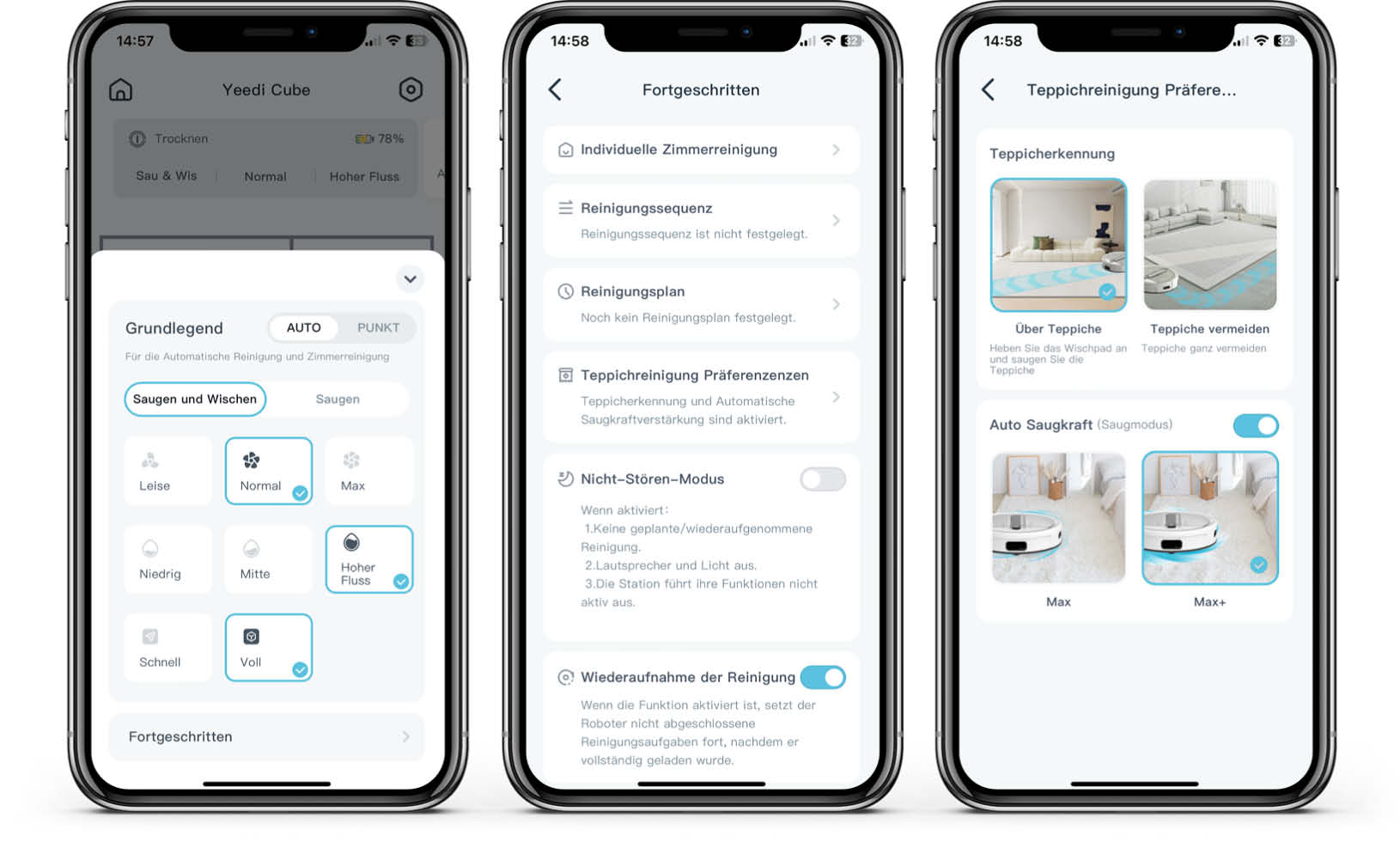 yeedi cube - App - Leistung