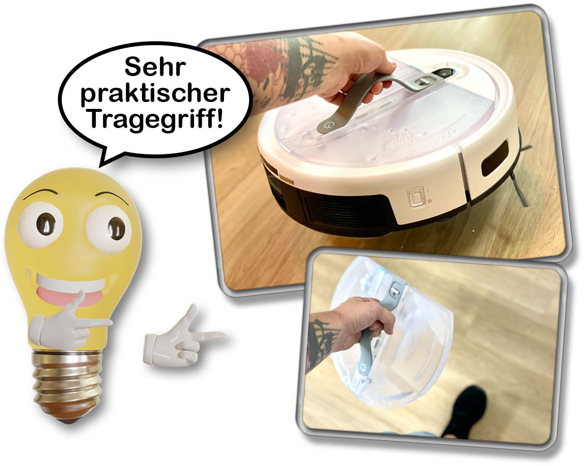 yeedi cube - Der Tragegriff auf der Oberseite ist Praktisch und lässt den Roboter komfortabel transportieren