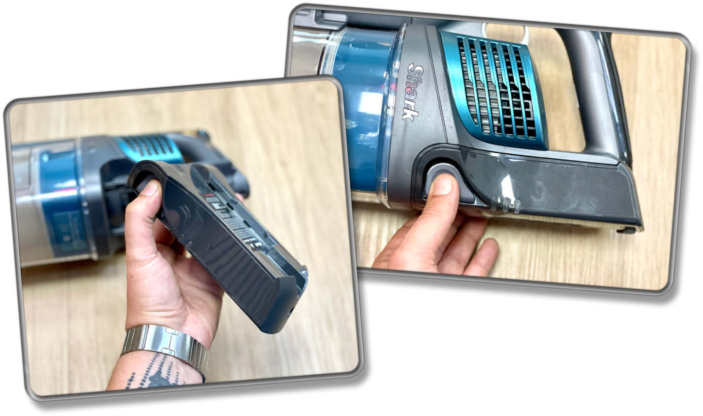 Der Akku des Shark Anti Hair Wrap IZ201EUT lässt sich entnehmen und tauschen