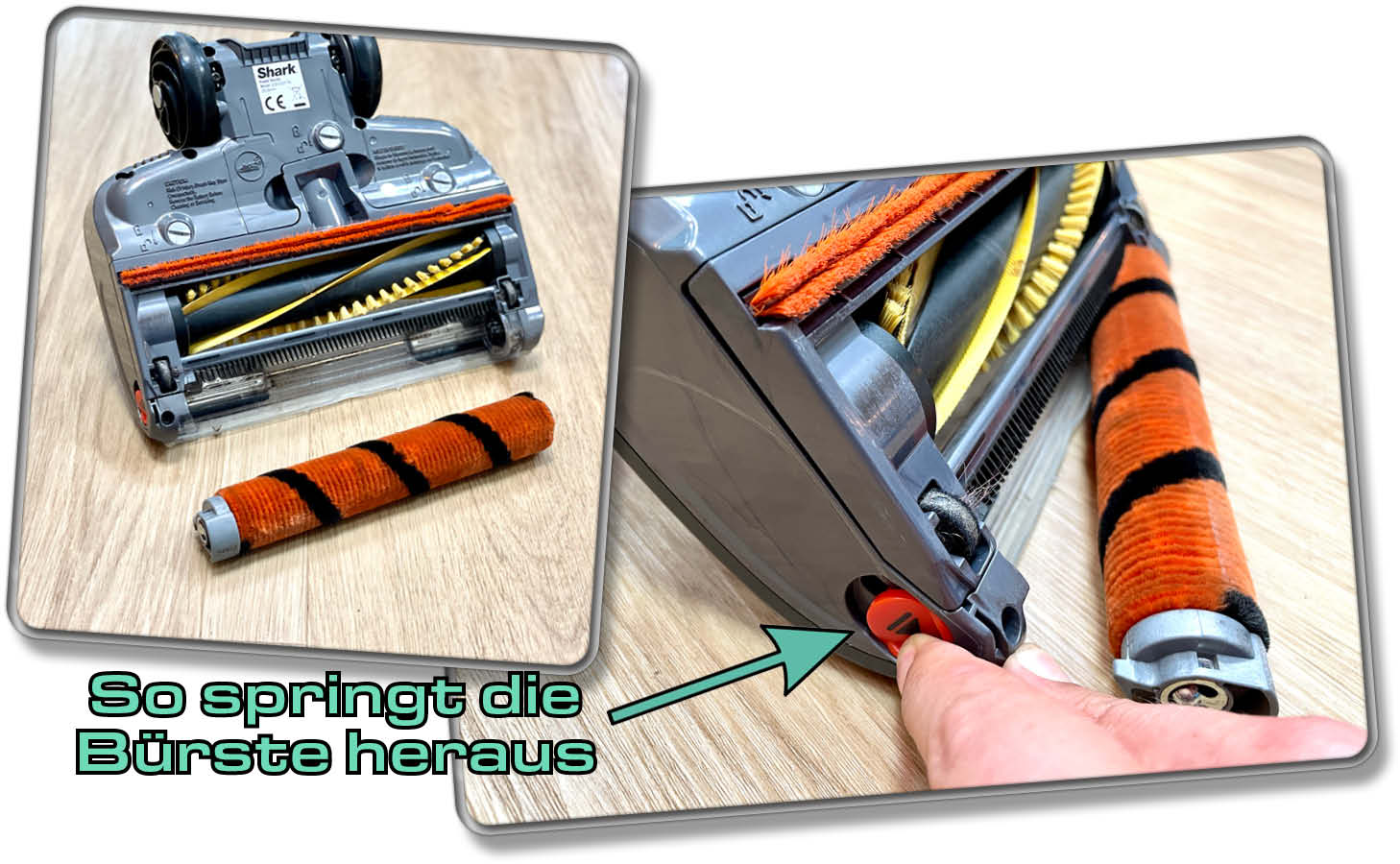 Die Bodendüse des Shark Akkusaugers lässt sich nicht besonders gut reinigen