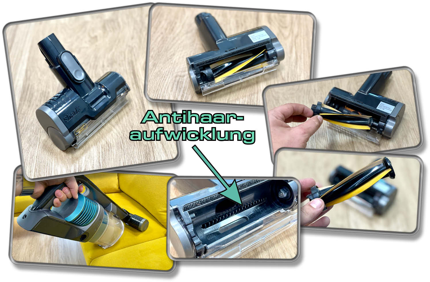Die mitgelieferte Fugendüse des Shark Akkusaugers hat auch eine Antihaaraufwicklung verbaut
