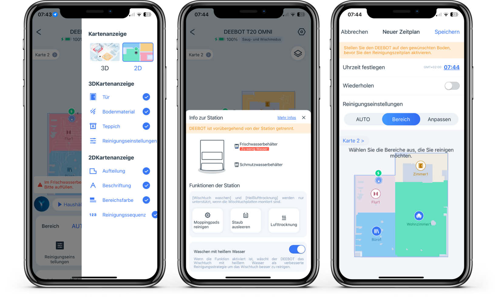 ECOVACS Deebot T20 Omni - App - Praktische Funktionen
