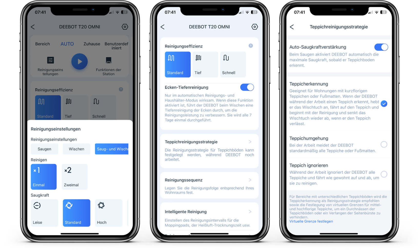 ECOVACS Deebot T20 Omni - App - Reinigung