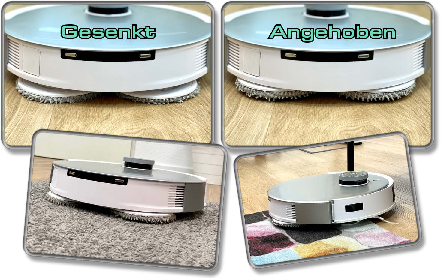 ECOVACS Deebot T20 Omni - Auf Teppich hebt er seine Wischmopps an