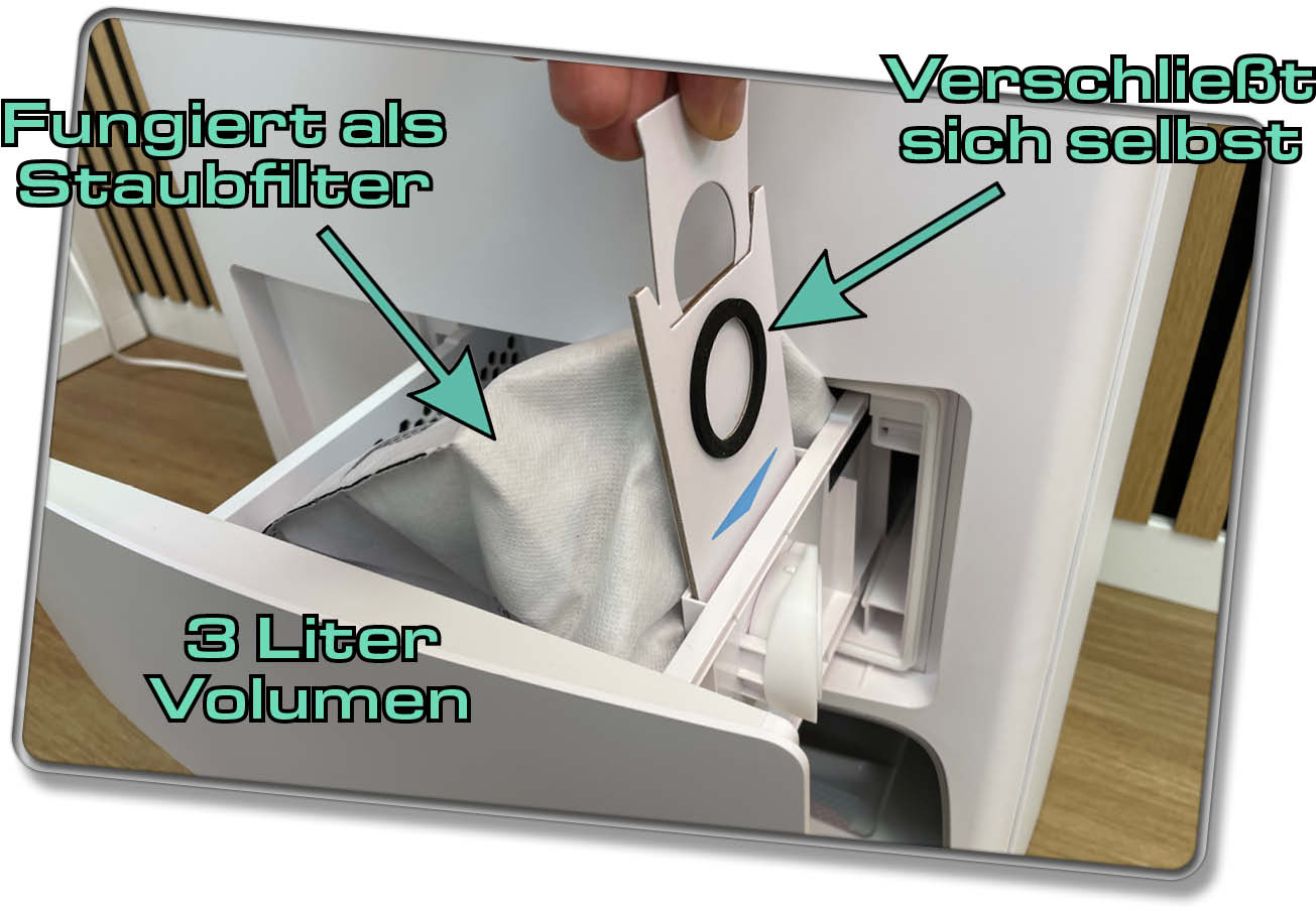 ECOVACS Deebot T20 Omni - Der Staubbeutel verschließt sich selbst nach Entnahme