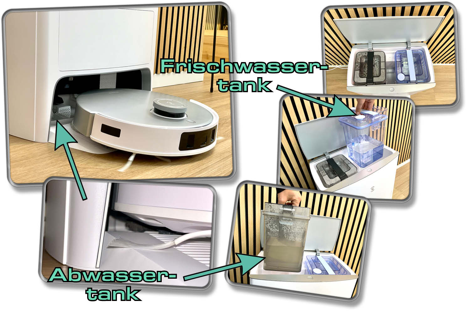 ECOVACS Deebot T20 Omni - Die Station wäscht die Wischmopps mit heißem Wasser aus