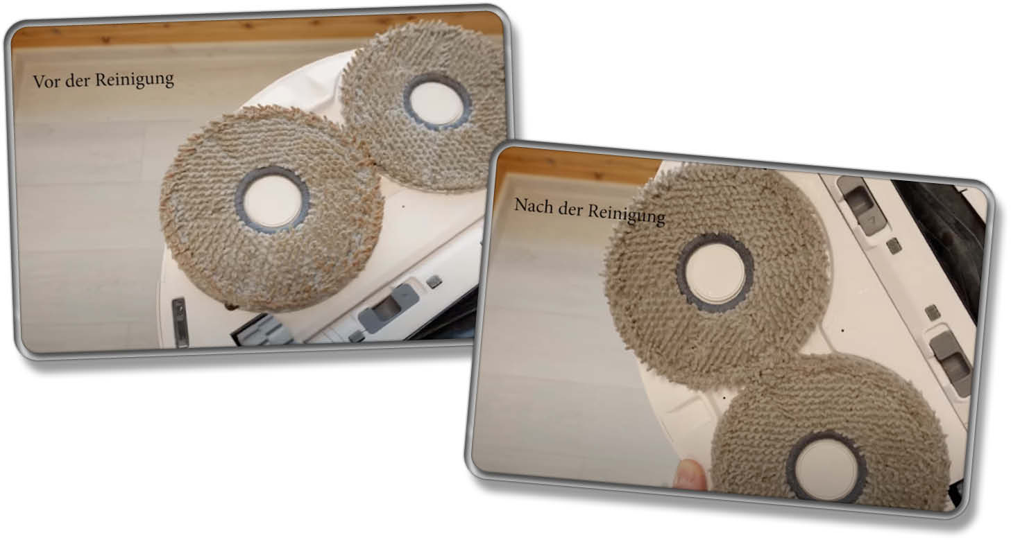 ECOVACS Deebot T20 Omni - Die Wischmopps im Vergleich vor und nach der Reinigung