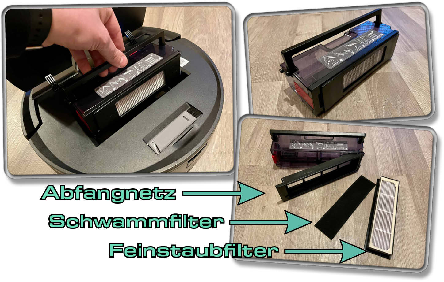 ECOVACS Deebot T9 AIVI - Der Filter im Staubbehälter besteht aus einem 3-Filter-System