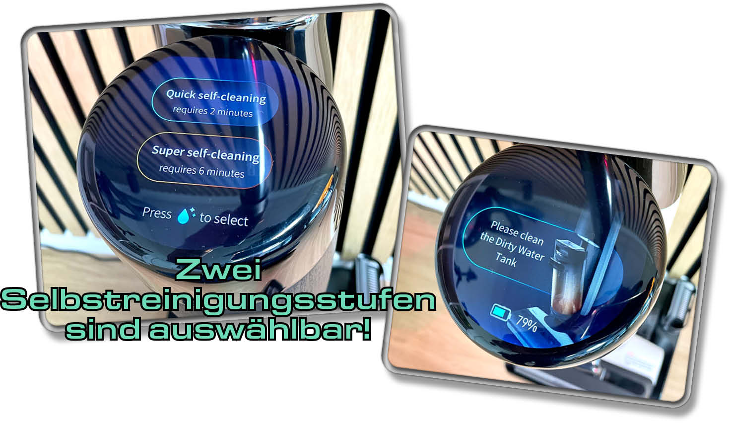 Tineco Floor One S7 Pro - Zwischen zwei Selbstreinigungsstufen kann man auswählen