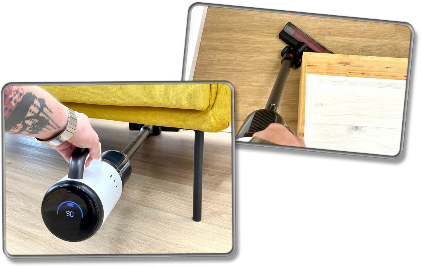 Dank der Flexibilität des Roborock Dyad Pro Combo, kommt man an viele Stellen beim Saugen.