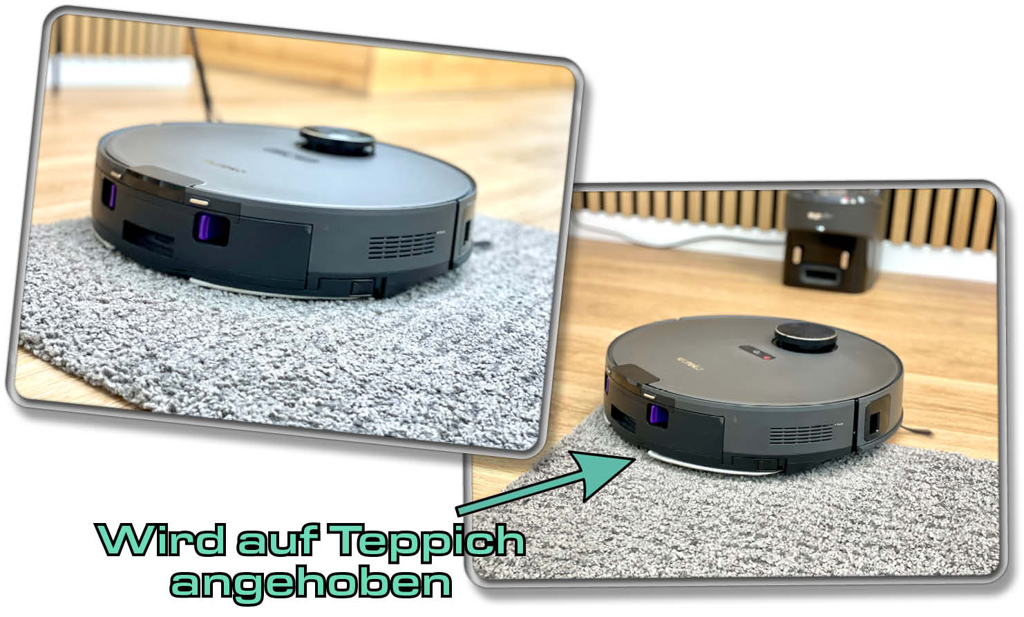 Der Eureka NER E10s hebt sein Wischmopp über Teppichboden an