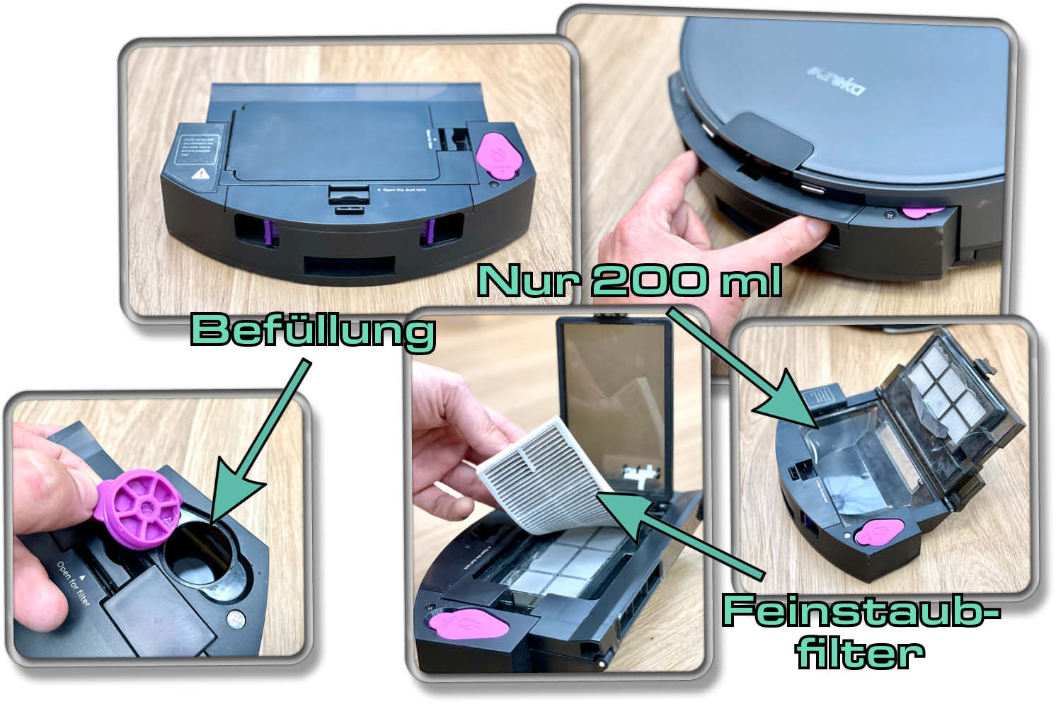 Der Kombitank des Eureka NER E10s besteht aus Staubfilter und Wassertank