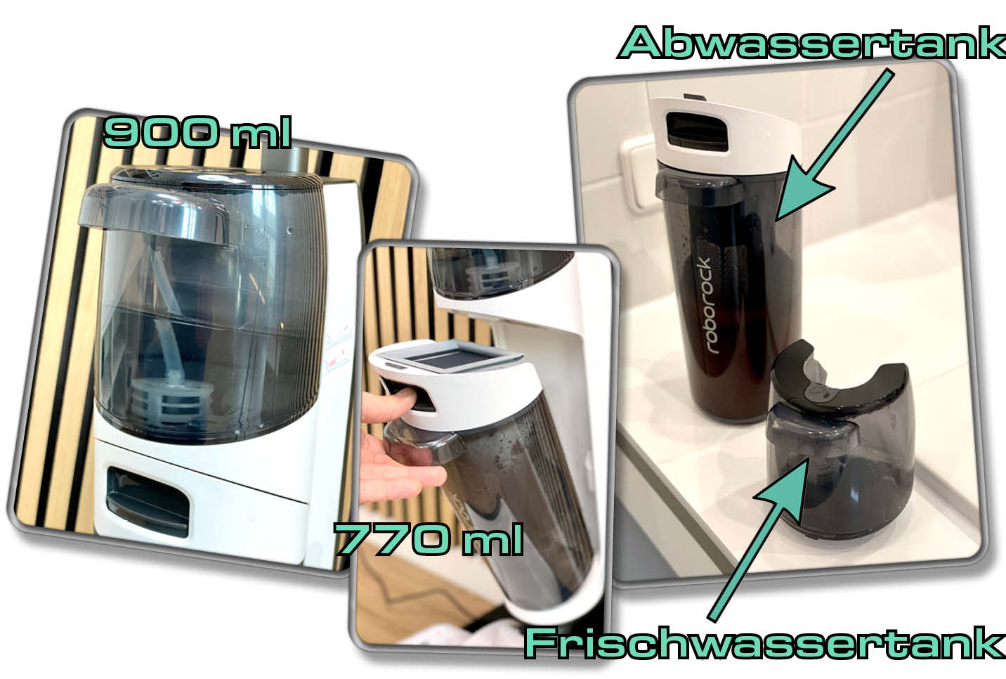 Der Roborock Dyad Air ist mit einem Firsch- und einem Abwassertank ausgestattet. Beide sind großzügig bemessen.