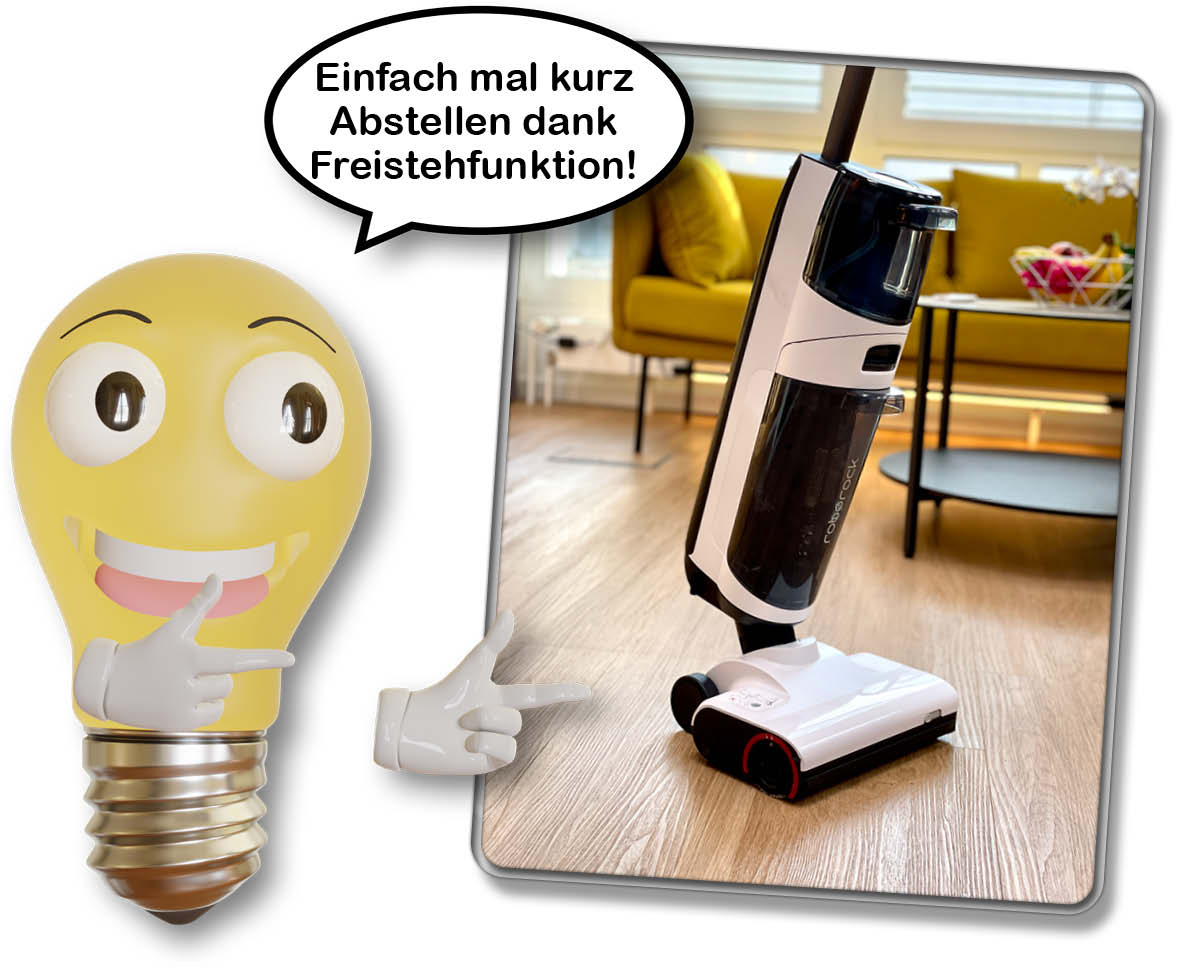 Der Roborock Dyad Air verfügt über eine sehr praktische Freistehfunktion