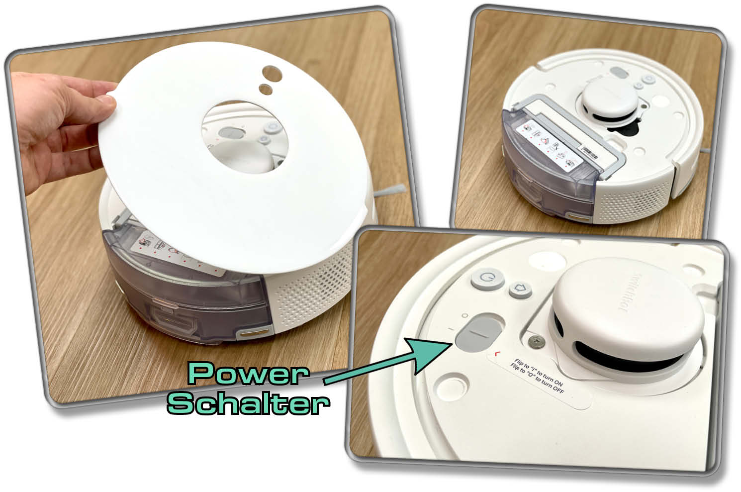 Der Saugroboter verfügt über einen magnetisch haftenden Deckel