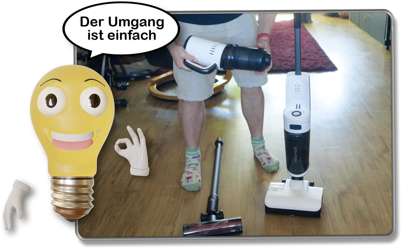 Der Umgang mit dem Wisch- & Akkusauger ist sehr einfach