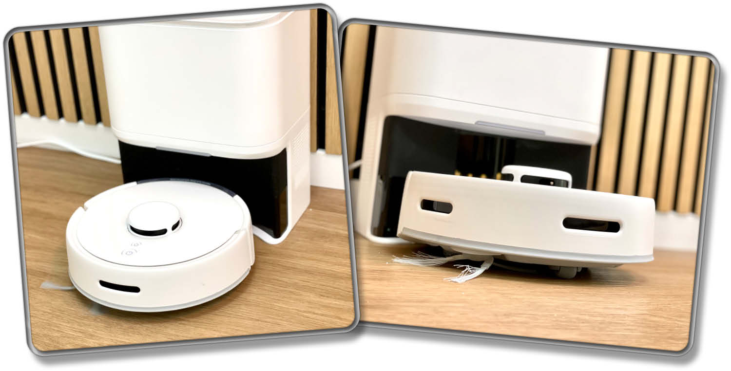 Der kleine Saugroboter hat eine eigene Absaugstation im Lieferumfang enthalten
