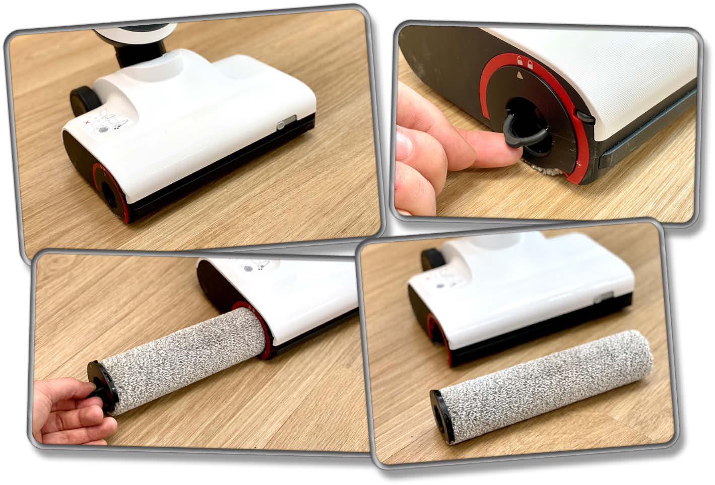 Die Bodendüse des Roborock Dyad Pro enthält lediglich eine Bürste, die leicht entnommen werden kann.