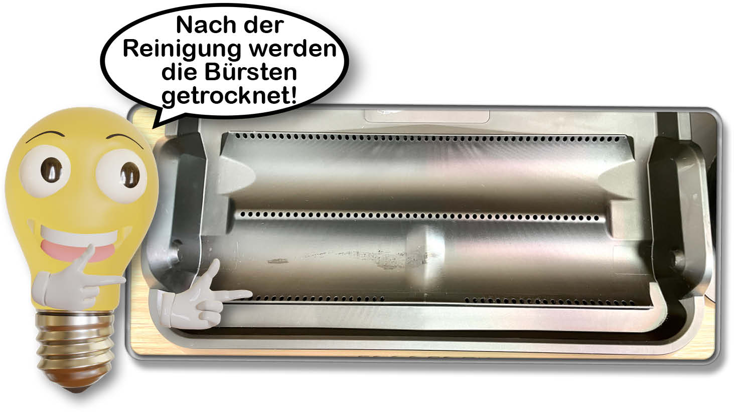 Die Bürstentrocknung beugt unangenehmen Gerüchen vor