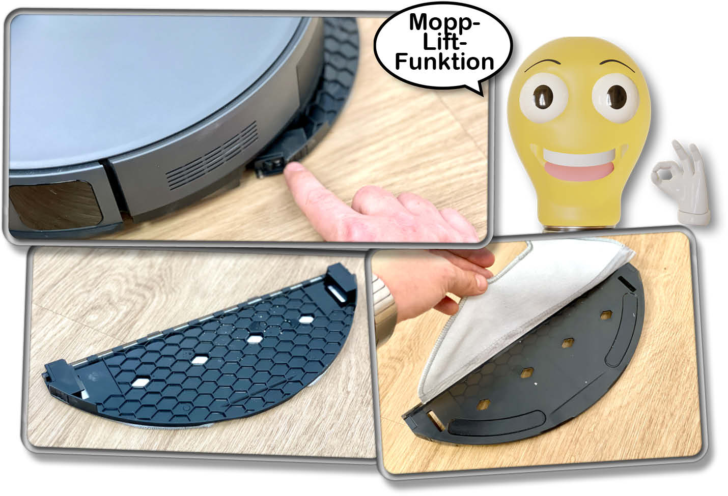 Die Wischplatte des Eureka NER E10s ist einfach gehalten, dafür wird sie über Teppich angehoben