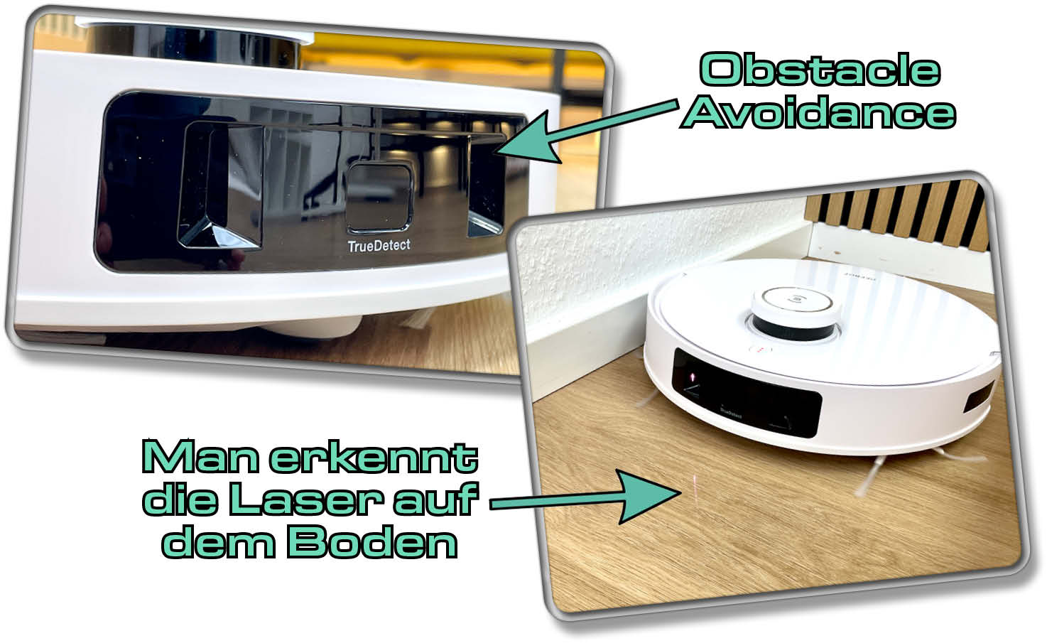 Die intelligente Obstacle Avoidance macht sich mit Laser und Empfänger auf den Weg um Hindernisse zu umfahren
