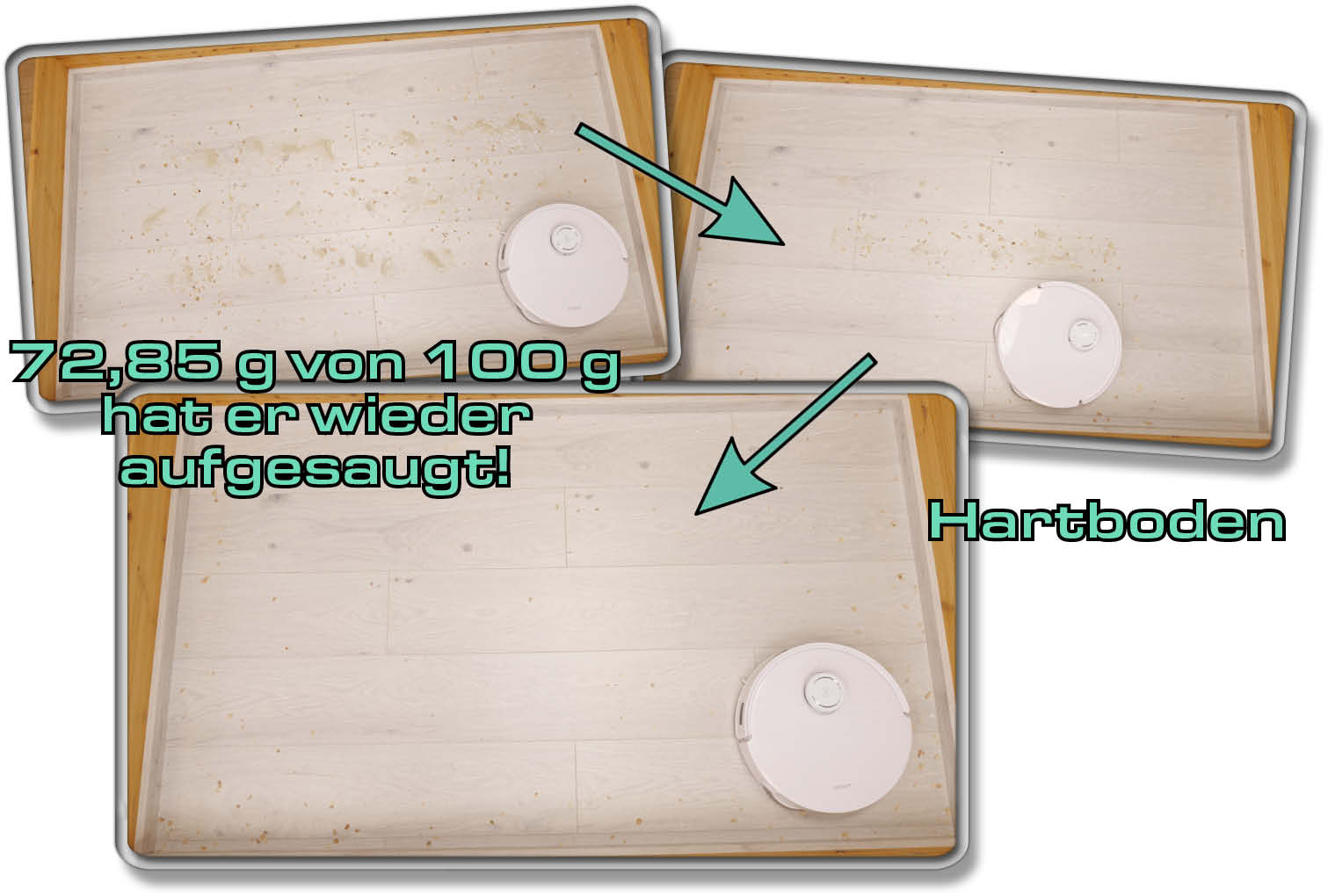 ECOVACS DEEBOT T20e OMNI - Die gemessene Saugleistung auf Hartboden