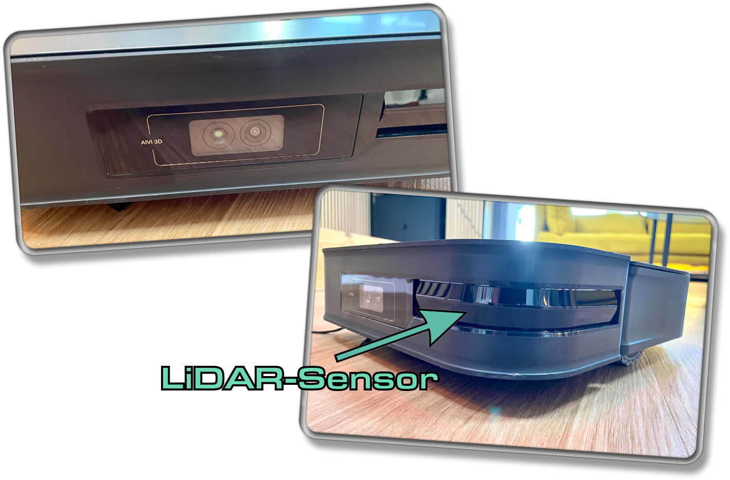 ECOVACS Deebot X2 Omni - Der LiDAR-Sensor ist auf die Seite gewandert und in der Front befindet sich eine Obstacle Avoidance namens AIVI 3D 2.0