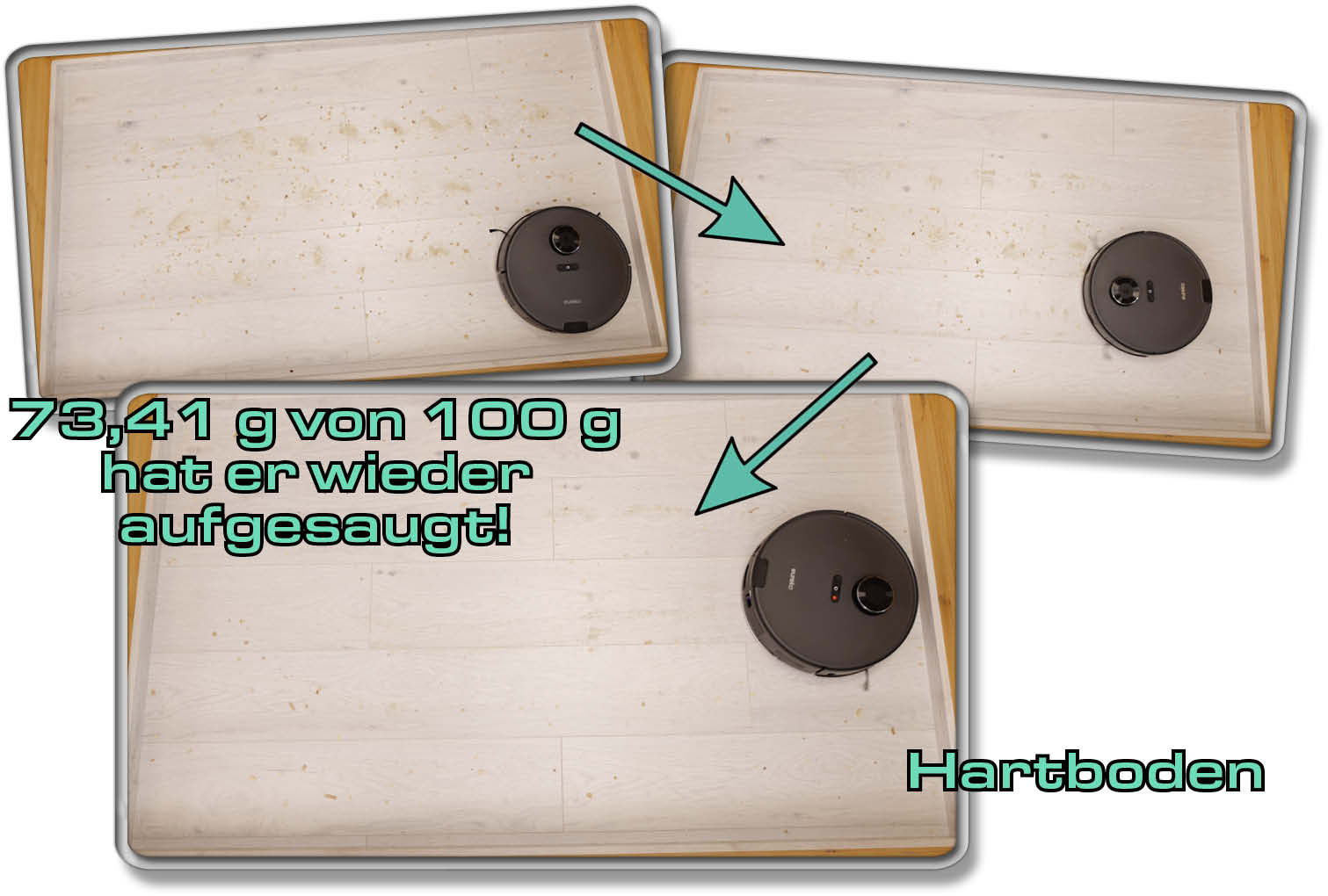 Eureka NER E10s - Die gemessene Saugleistung auf Hartboden