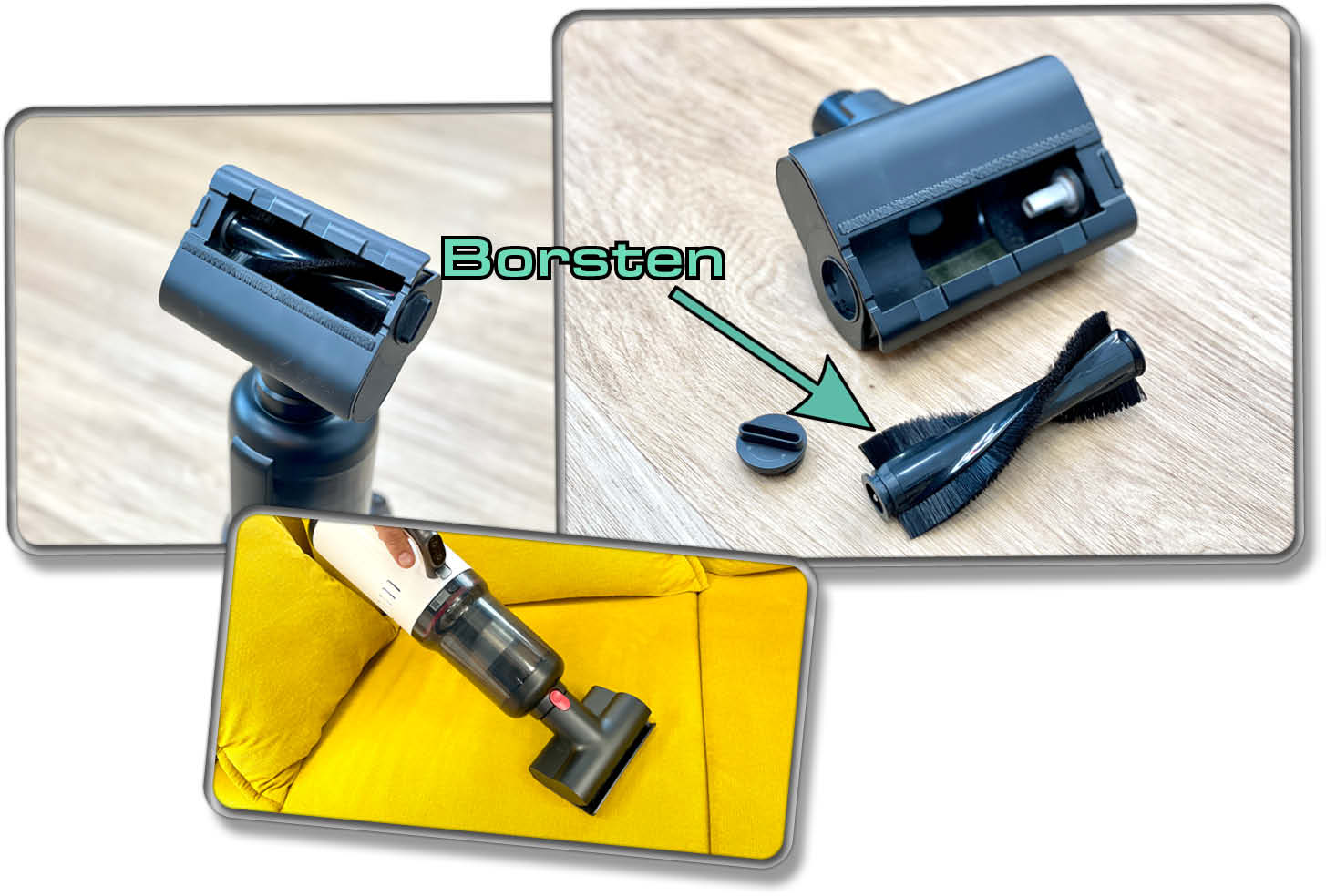 Im Lieferumfang des Roborock Dyad Pro Combo liegt eine praktische Milbenbürste bei