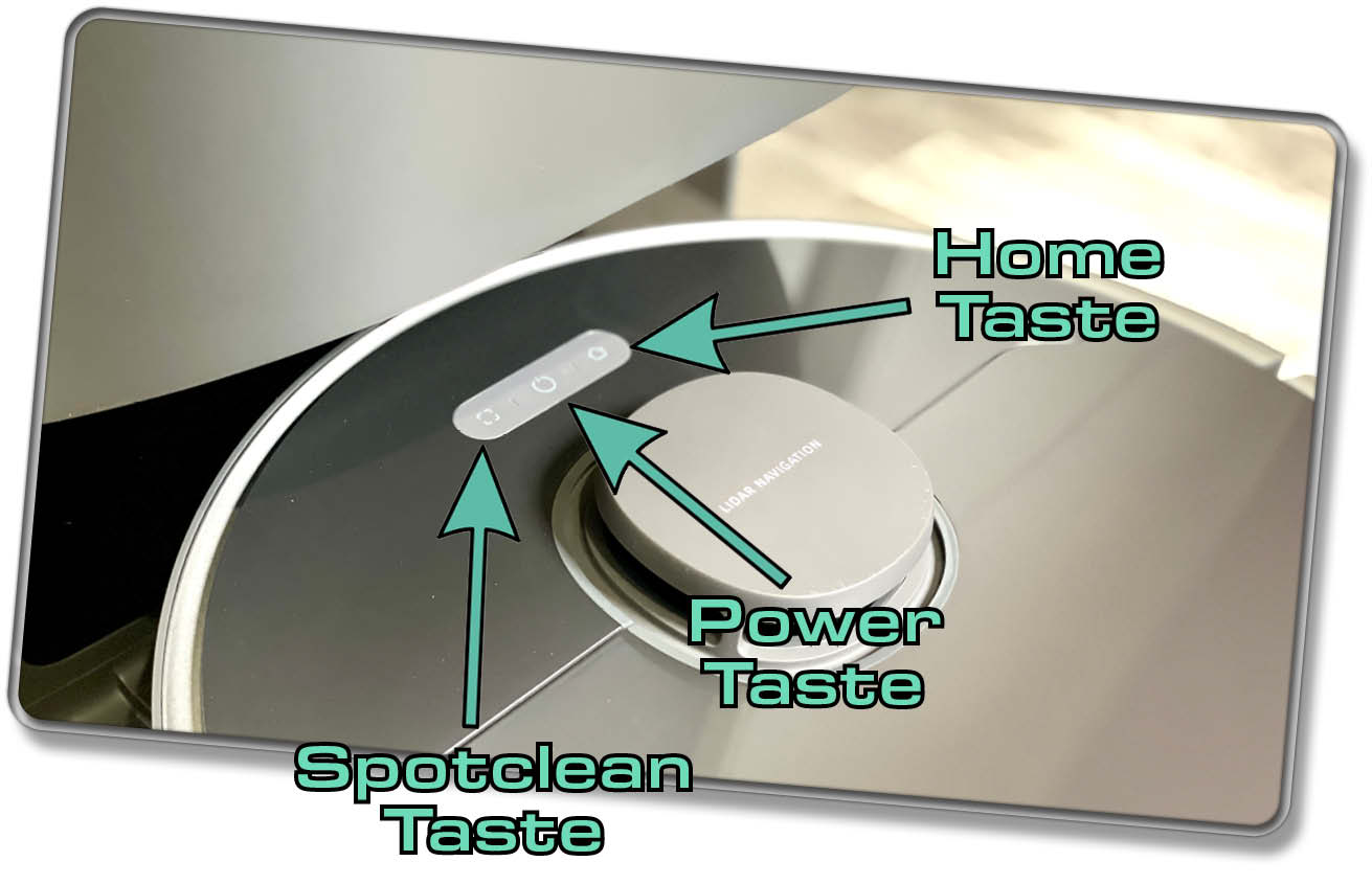 Mit diesen Tasten kann man den Dreame D10s Plus manuell steuern