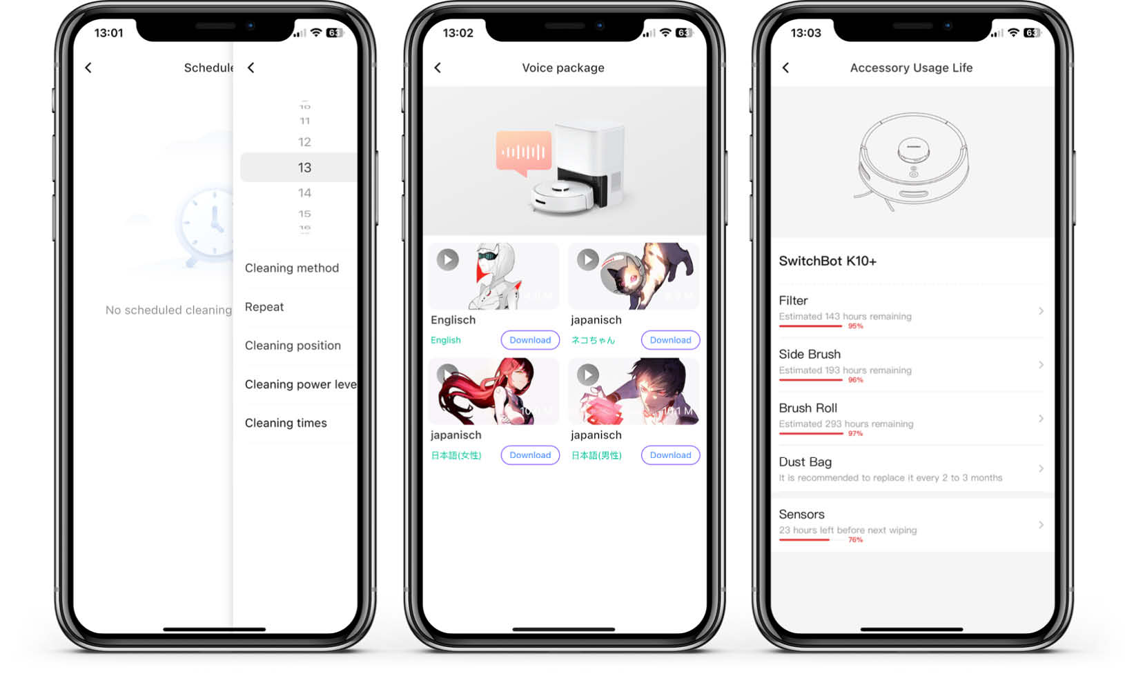 SwitchBot K10+ - App - Einstellungen