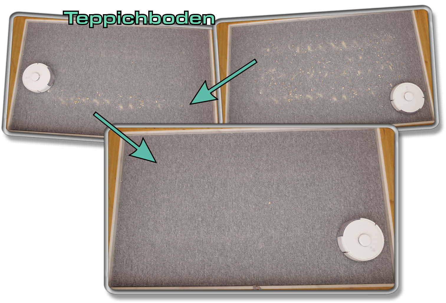 SwitchBot K10+ - Die gemessene Saugleistung auf Teppichboden