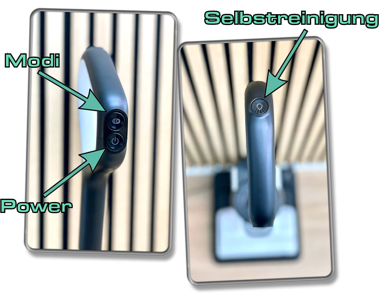 Über die Tasten am Griff wird der Roborock Dyad Air gesteuert