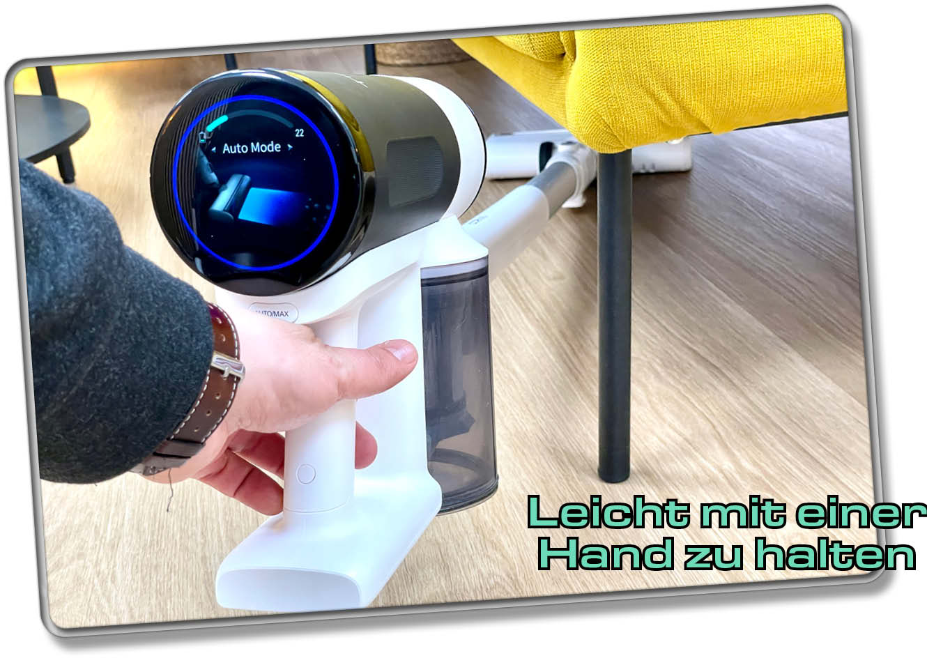 Der Akkusauger wiegt nicht viel und ist somit leicht zu führen