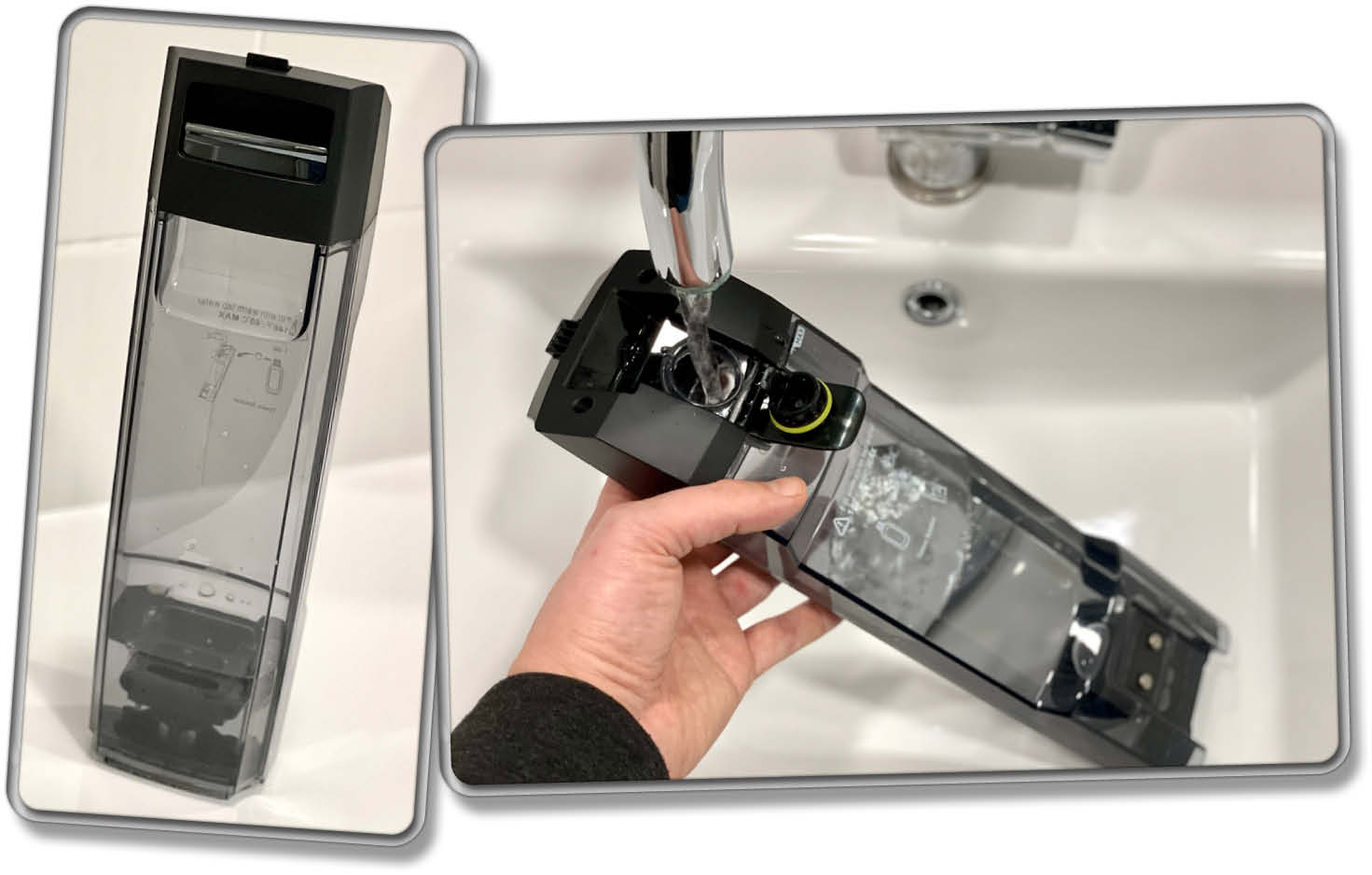 Der Frischwassertank wird im leeren Zustand von Hand mit Frischwasser befüllt