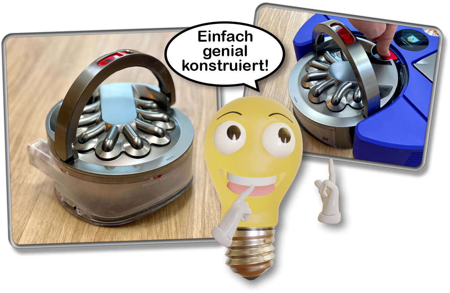 Der Staubbehälter des Dyson 360 Vis Nav kann per Knopfdruck nach hinten entnommen werden