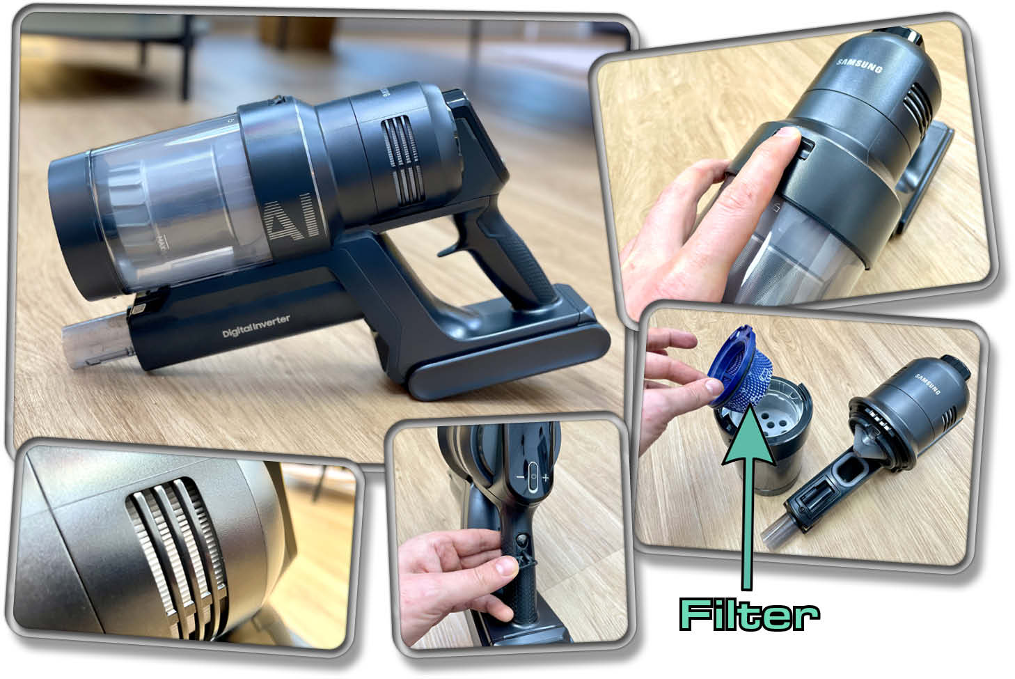 Die Saugeinheit des Samsung Bespoke Jet AI verbirgt Filter