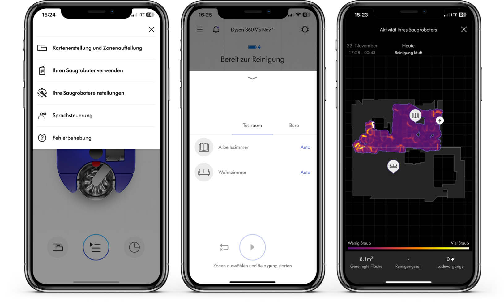 Dyson 360 Vis Nav - App - Reinigung