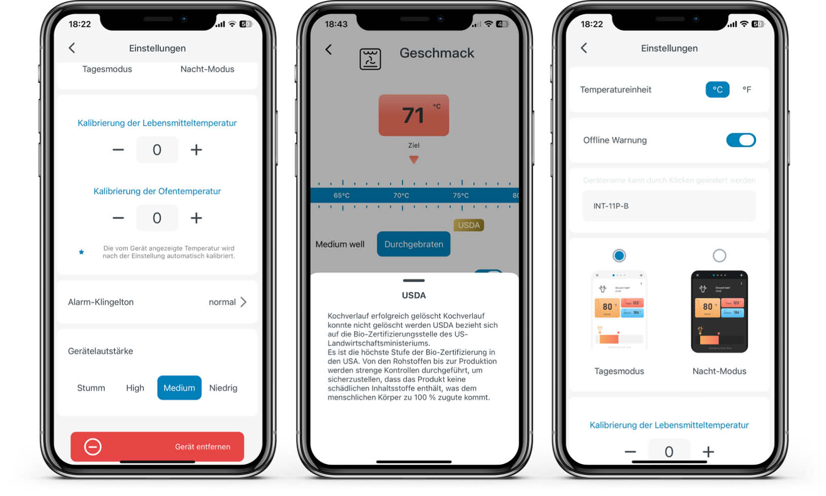 INKBIRD Fleischthermometer - App - Einstellungen